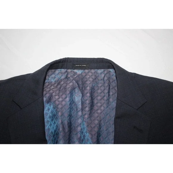 JOE Joseph Abboud Men's 52R Navy Blue Wool Blazer Sport Coat 2 Btn Subtle Check